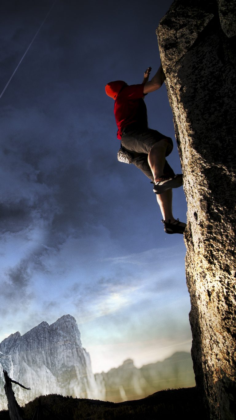 Rock climbing in a dramatic setting, Californian Sierra Nevada, USA ...