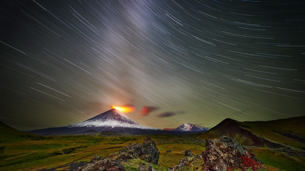 Klyuchevskaya Sopka volcano activity, Kamchatka Peninsula, Russia