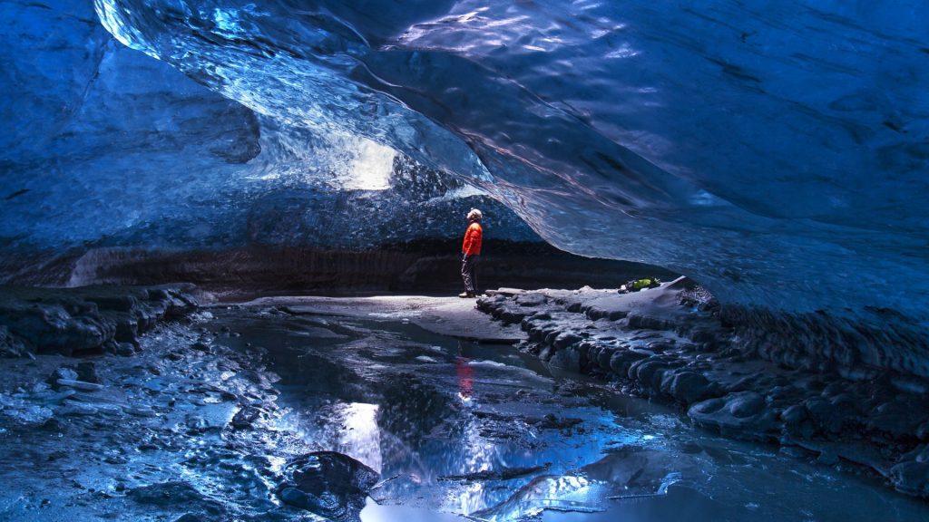Ice-cave near the Glacier Lagoon on the south coast of Iceland