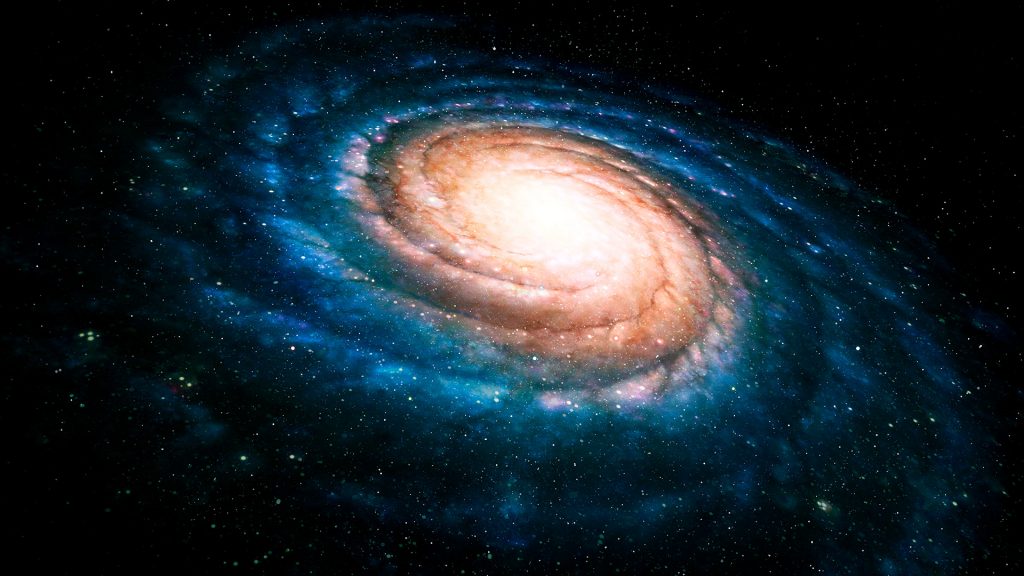 Spiral galaxy seen at an oblique angle
