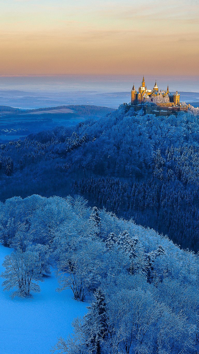 Hohenzollern Castle near Stuttgart, view from Zeller Horn, Germany ...