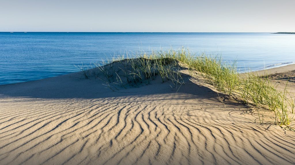 Coastal desert sand dune at sea, Cape Range National Park, Exmouth, Ningaloo Reef, Australia