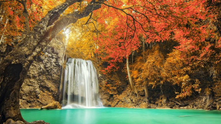 Erawan Waterfall in Kanchanaburi at autumn, Thailand | Windows ...