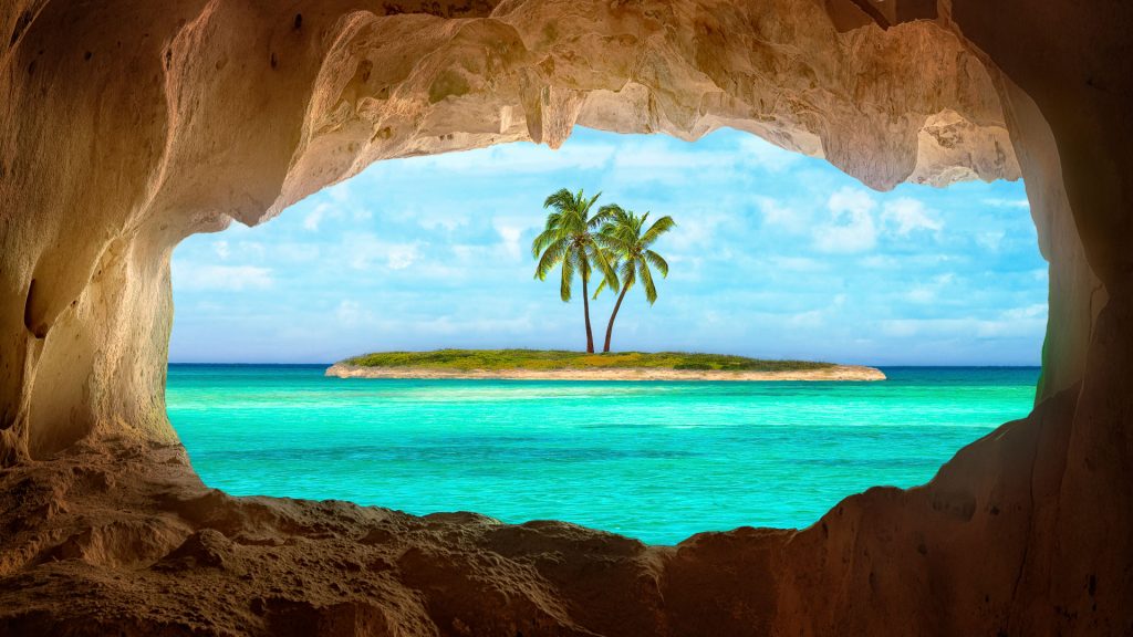 An old Indian cave located on a remote Caribbean Island, Turks and Caicos Islands