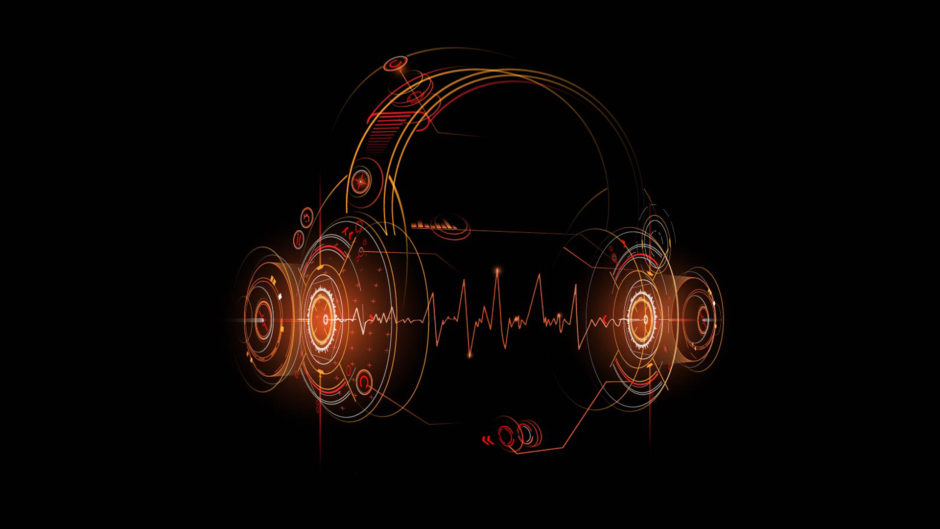 Headphones futuristic illustration on black background | Windows 10  Spotlight Images