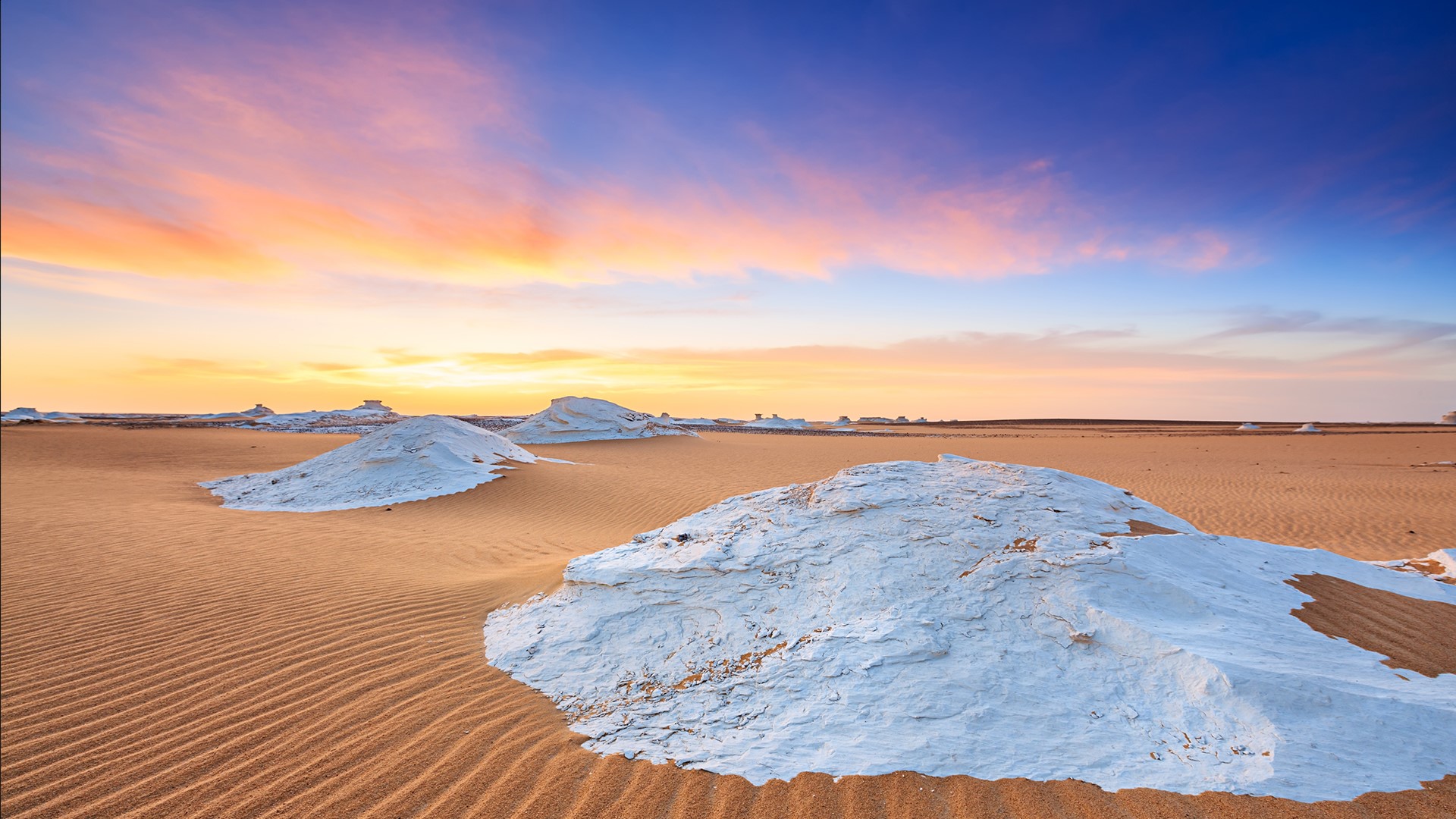 Sunset Over The Western Sahara Desert In Africa Egypt