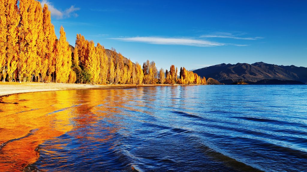 Autumn landscape, lake Wanaka, New Zealand