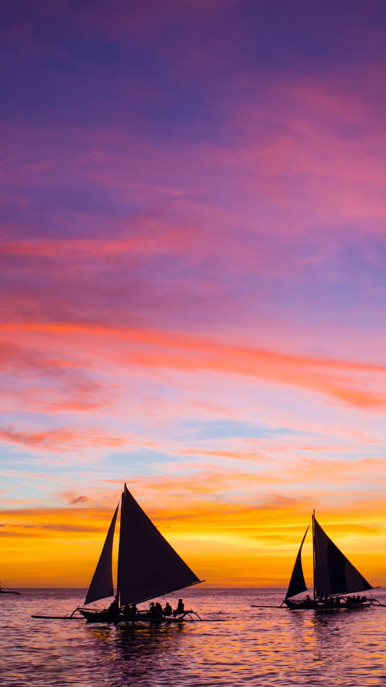 Sailing boats the sea sunset  Boracay  Philippines Windows