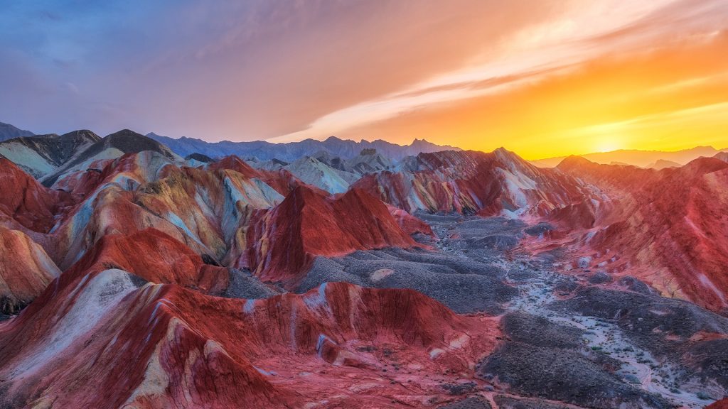 Colorful mountain in Danxia landform in Zhangye, Gansu, China
