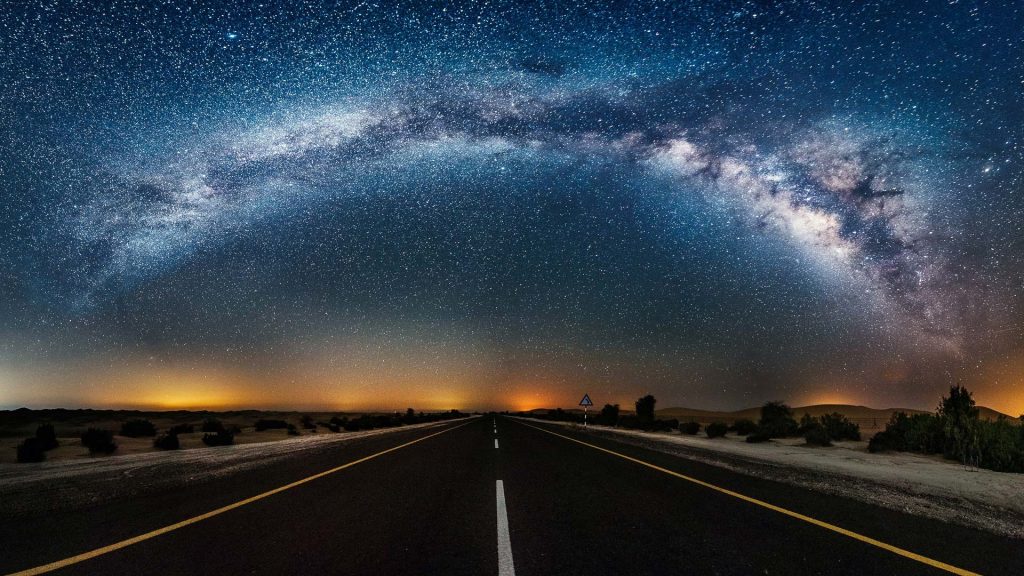 Through the Gates remake, road under Milky Way, UAE