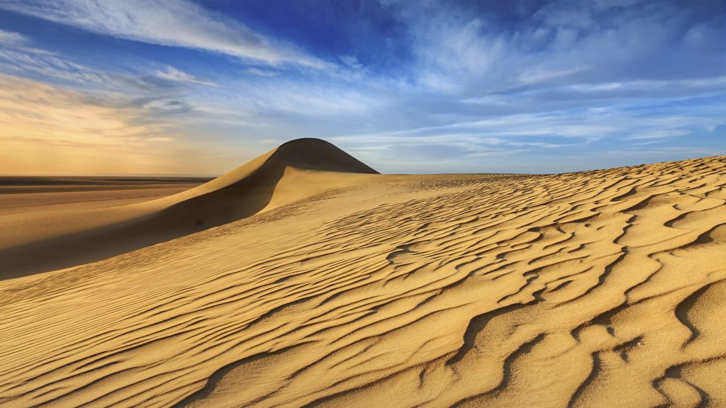 Sunset over the western part of The Sahara Desert in Egypt