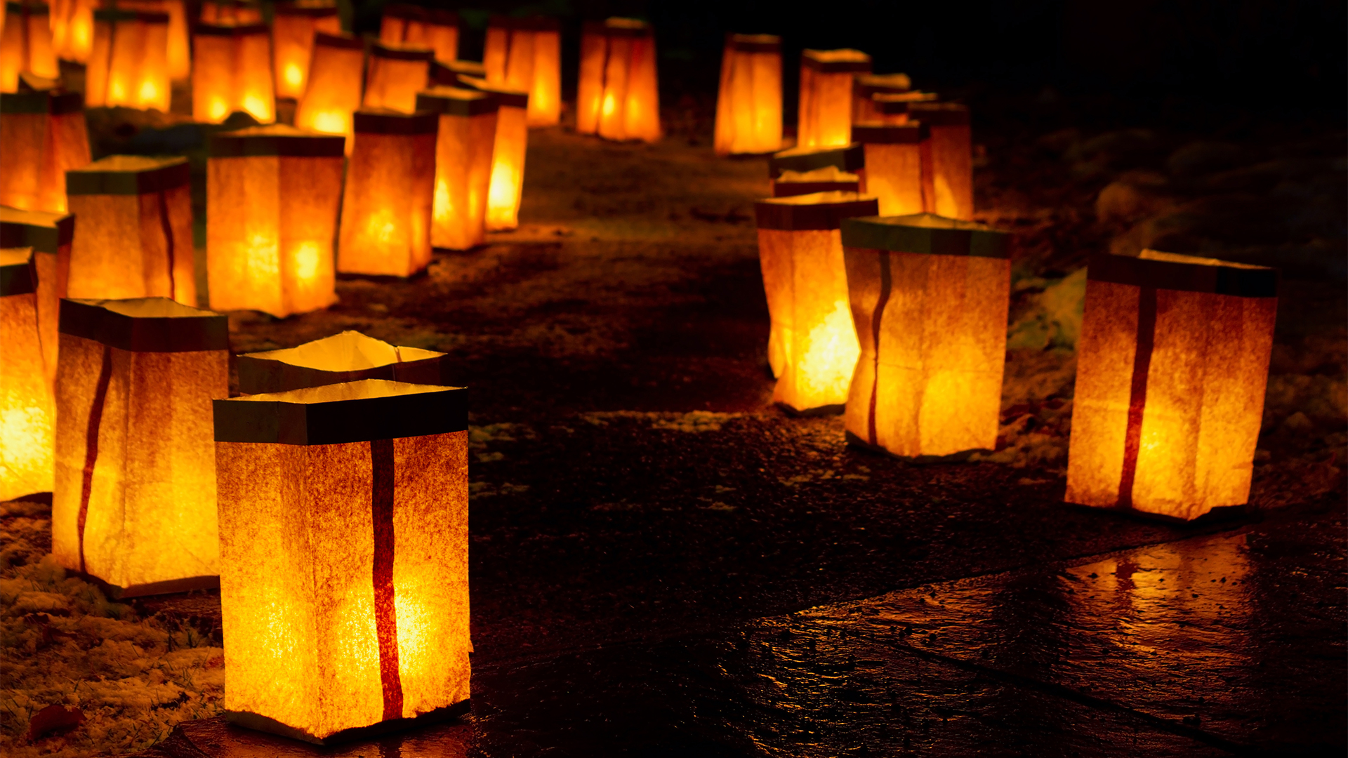 Christmas Eve Luminarias In Santa Fe New Mexico USA Windows 