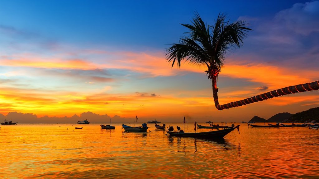 Beautiful sunset on the beach, Koh Tao, Thailand