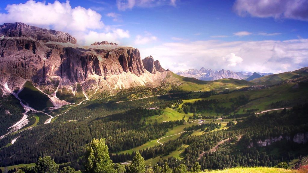 Gardena Pass and the Sella Group in the Dolomites, Italy