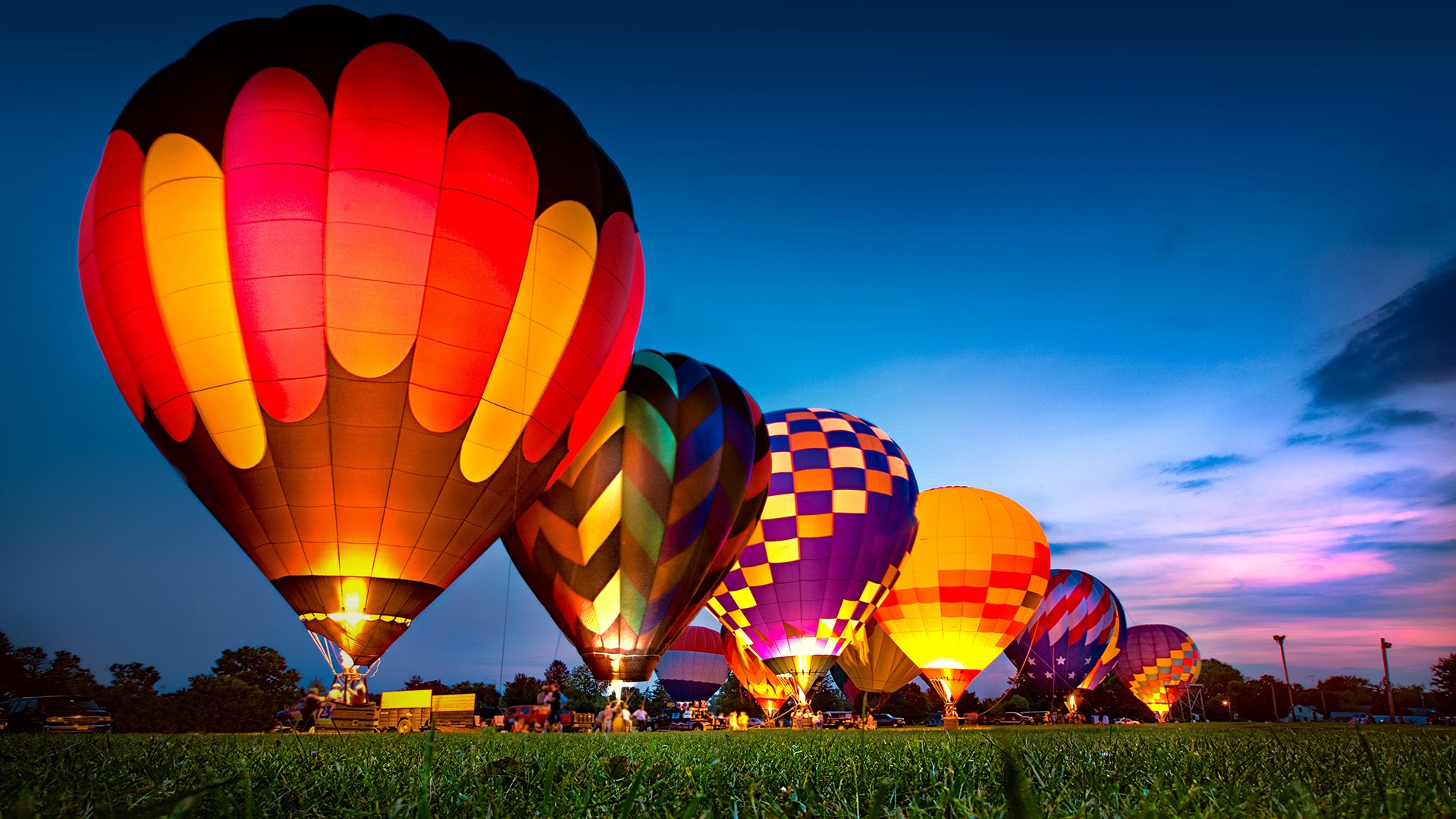 Hot Air Balloon Festival night glow, Monore, Wisconsin, USA Windows