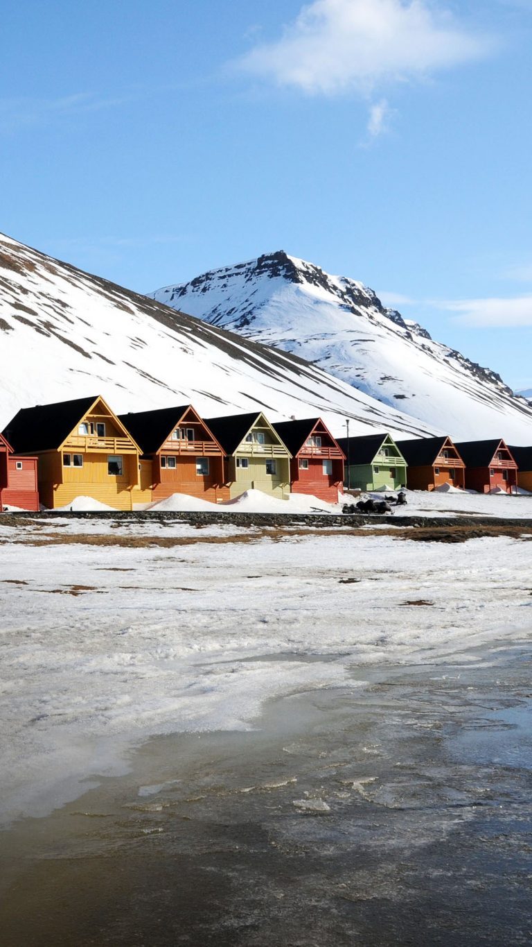Colourful houses in Longyearbyen, Svalbard, Norway Windows Spotlight