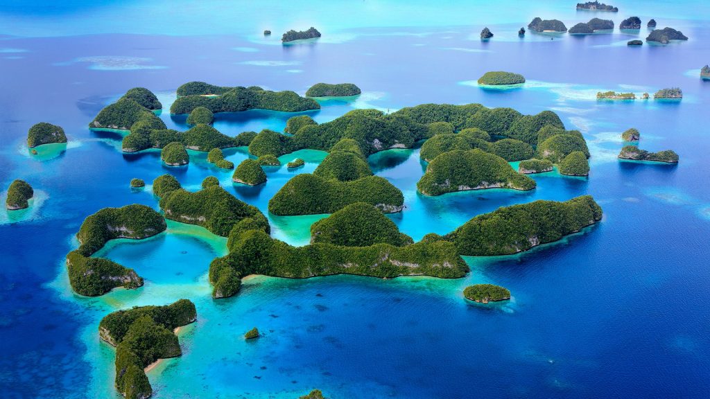 Aerial view of Palau's 70 islands