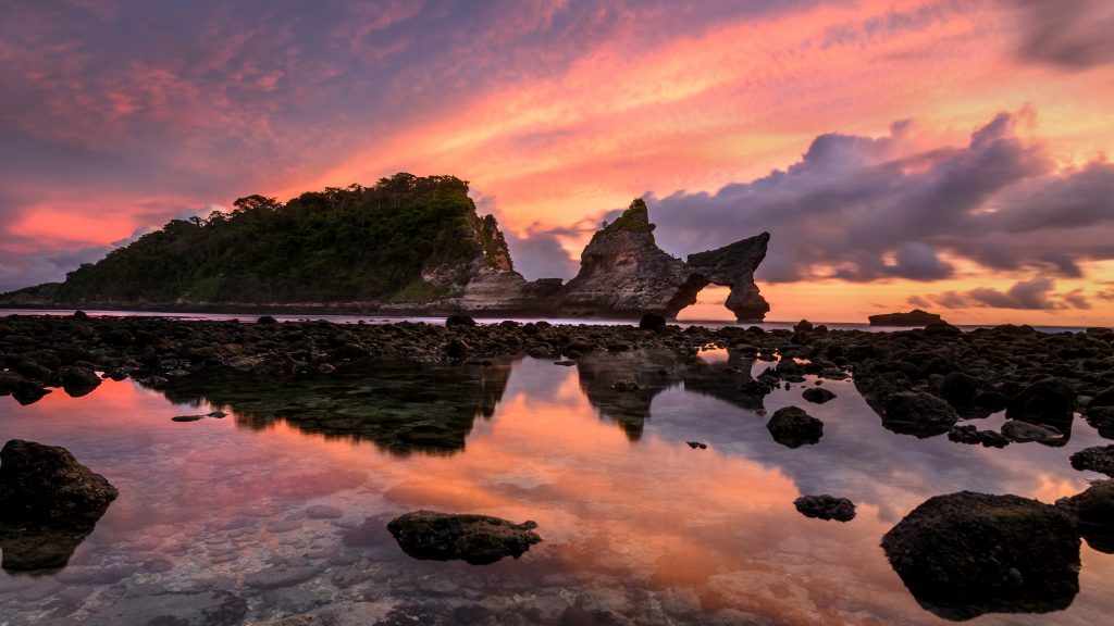 Dragon rocks at Atuh beach, Nusa Penida island, Bali, Indonesia