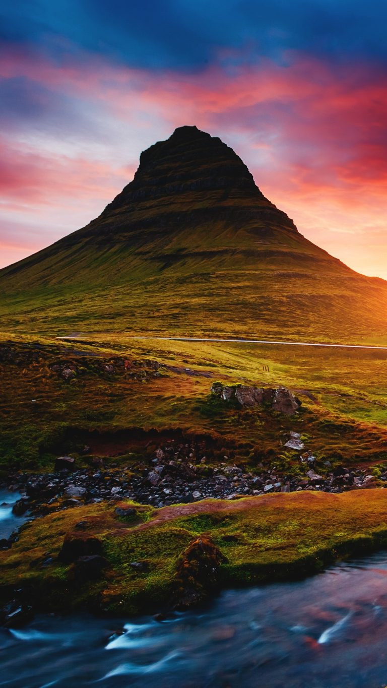 Evening With Kirkjufell Volcano Near The Coast Of Snæfellsnes Peninsula