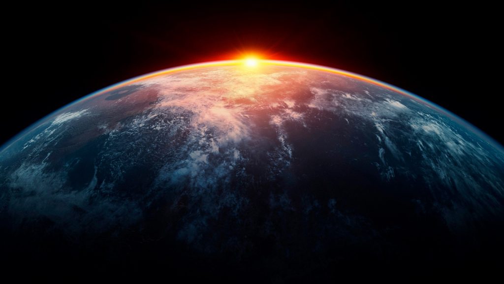 Sunlight eclipsing planet Earth