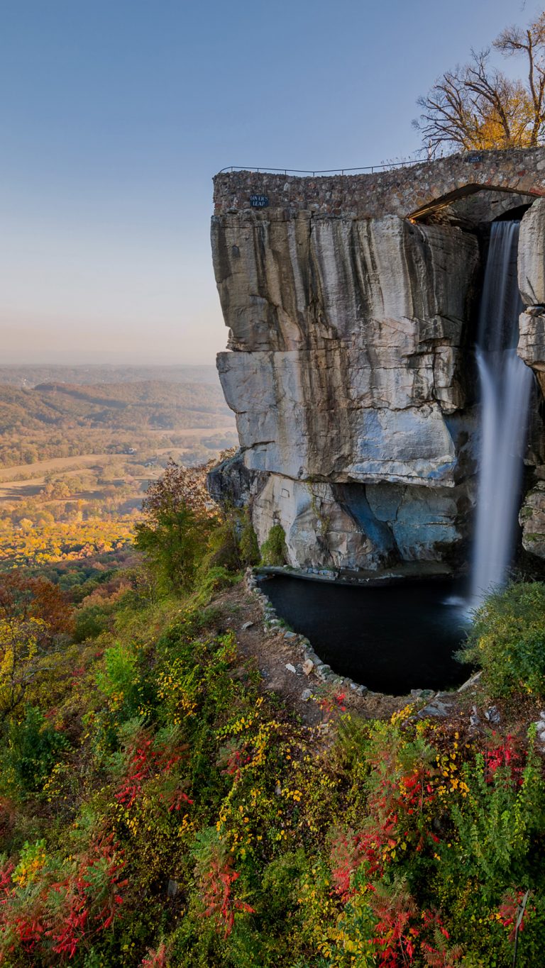 High Falls and Lovers Leap in Rock City in Lookout Mountain,