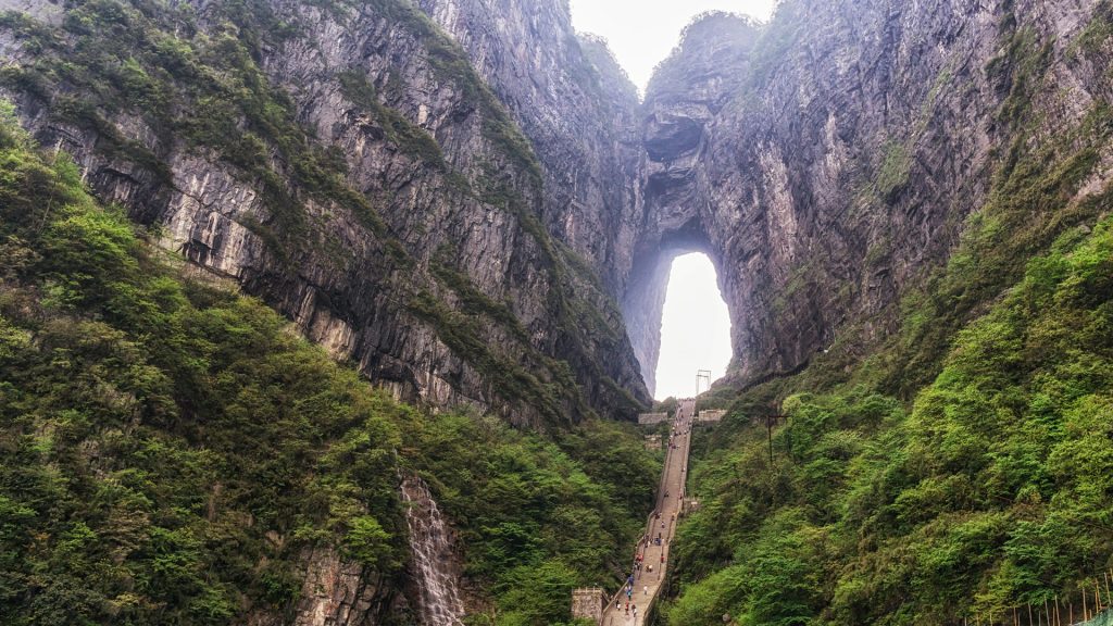 Tianmen cave in Tianmen Mountain National Park, Zhangjiajie, Hunan Province, China