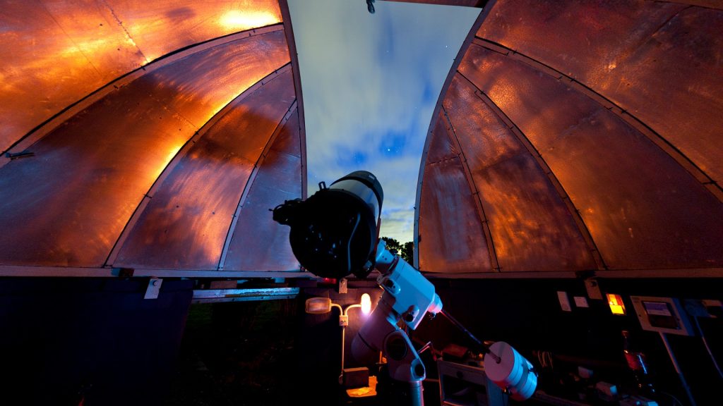 Domed telescope at Norman Lockyer Observatory, Sidmouth, England, UK