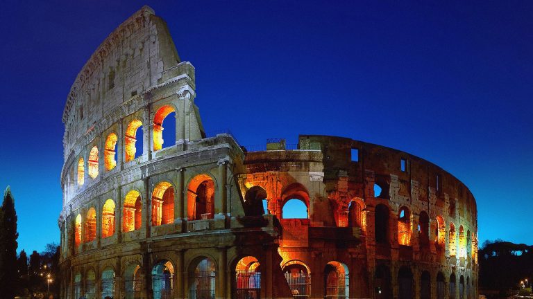 The Colosseum or Roman Coliseum at dusk, Rome, Italy | Windows ...