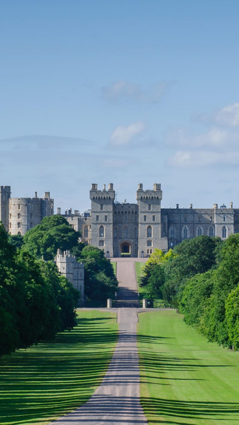 View Windsor Castle from The Long Walk  Berkshire  England 