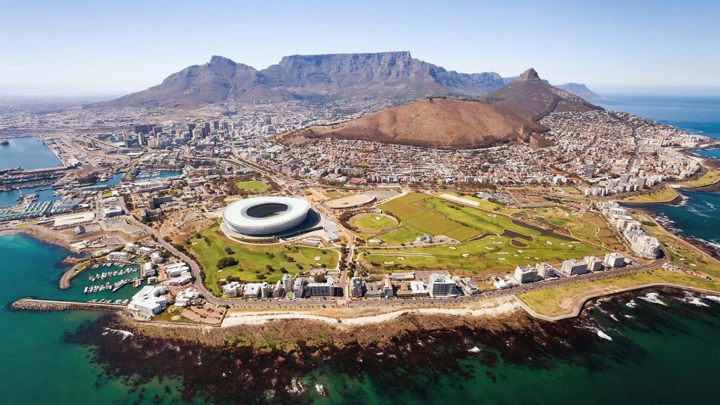 Overall aerial view of Cape Town, South Africa
