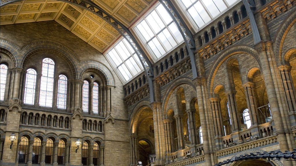Main hall in Natural History museum, London, England, UK