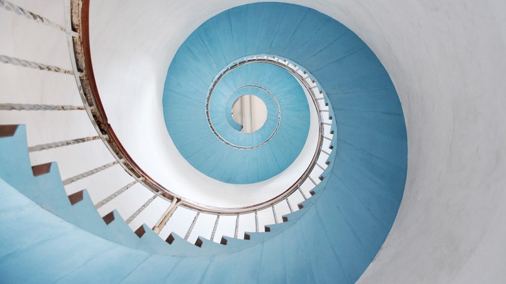 Spiral staircase in lighthouse Lyngvig Fyr, Hvide Sande, Denmark