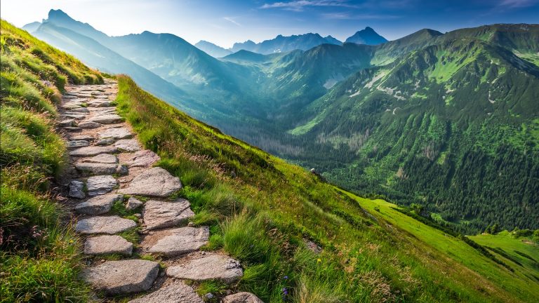 Footpath in the Tatras Mountains at sunrise, Zakopane, Poland | Windows ...