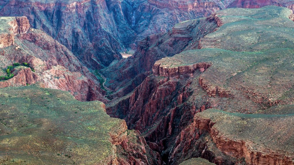 Aerial view of crevasses in Grand Canyon National Park, Arizona, USA