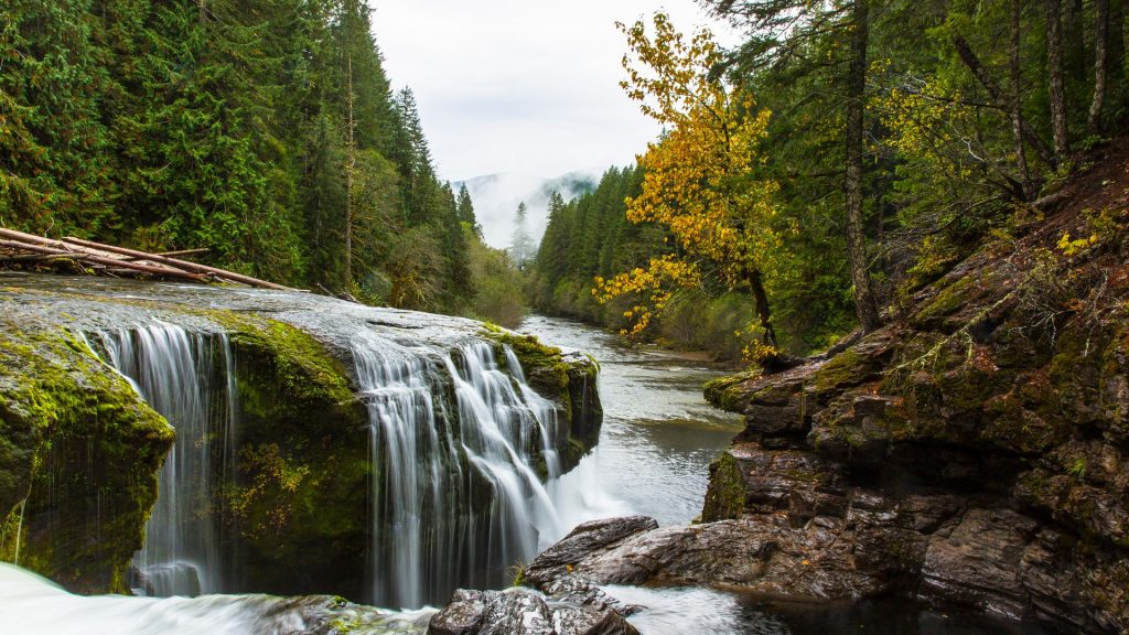 Waterfall near Mount Saint Helens, Lewis River, Washington, USA