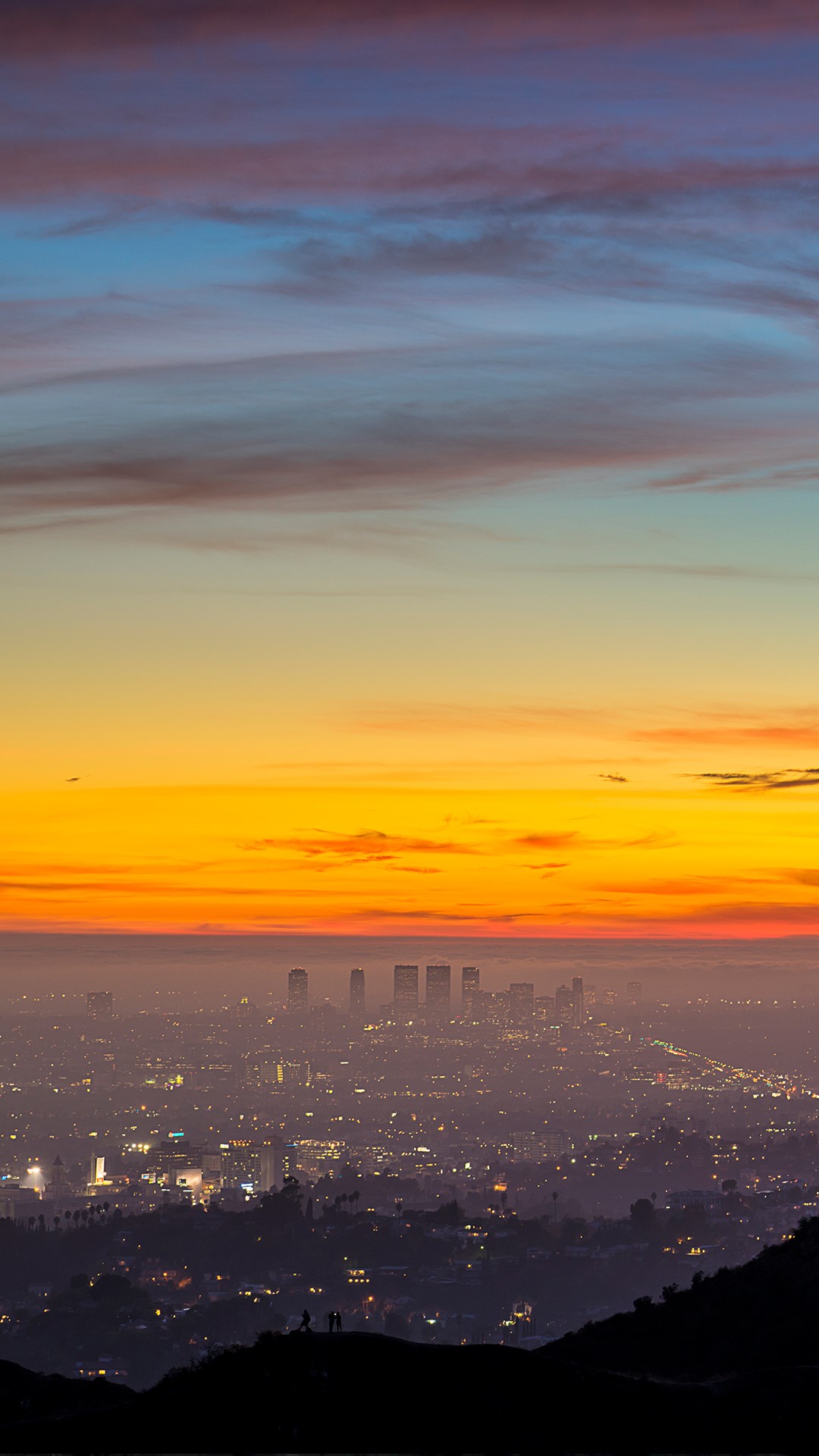 Colorful Los Angeles Sunset Taken From The Fith Park California
