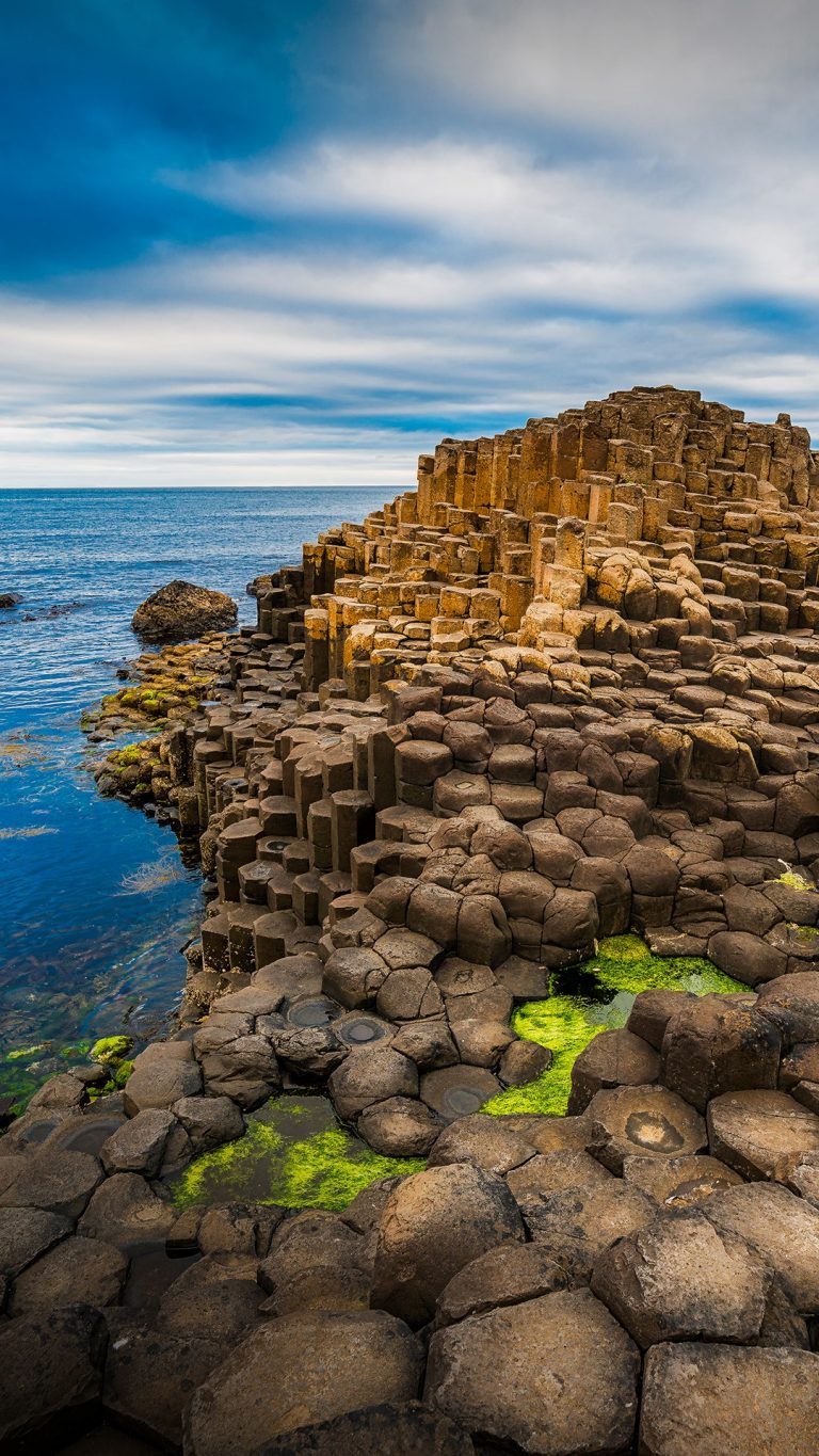 The Giant's Causeway in County Antrim near Bushmills, Northern Ireland ...