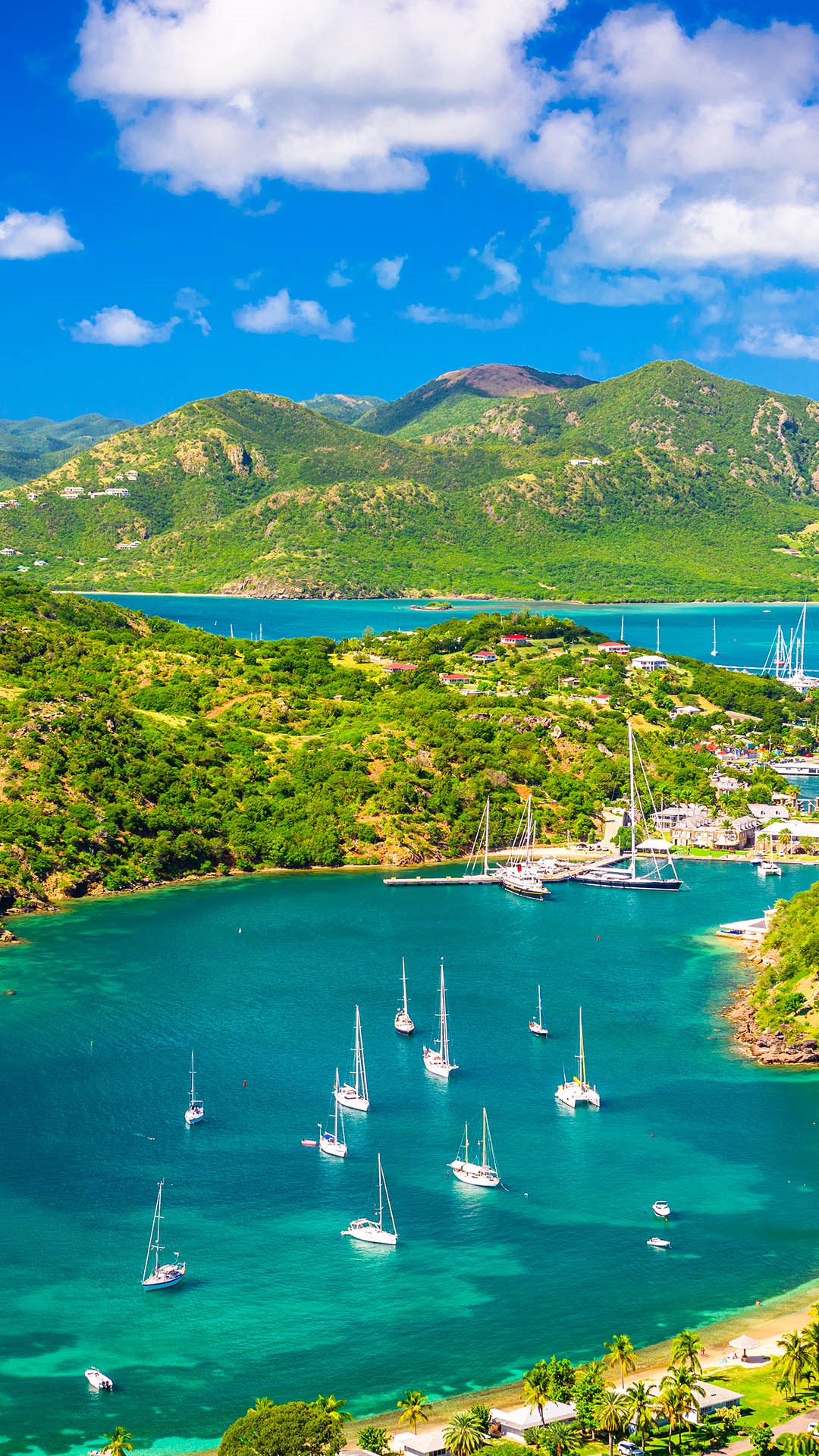of English Harbour Phone Card Scenic View From The Sky $3 Antigua & Barbuda 