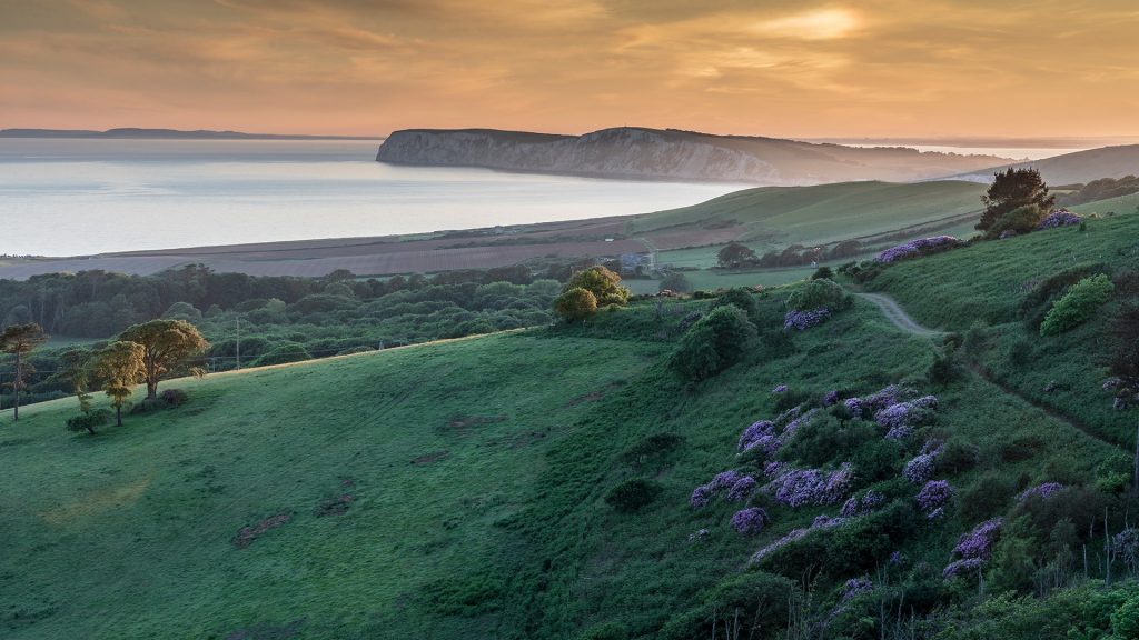 A still June evening on the western side of the Isle of Wight, England, UK