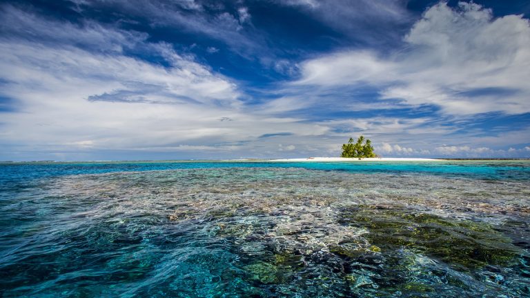 An island that forms part of the marine park, near the Tuvalu mainland ...