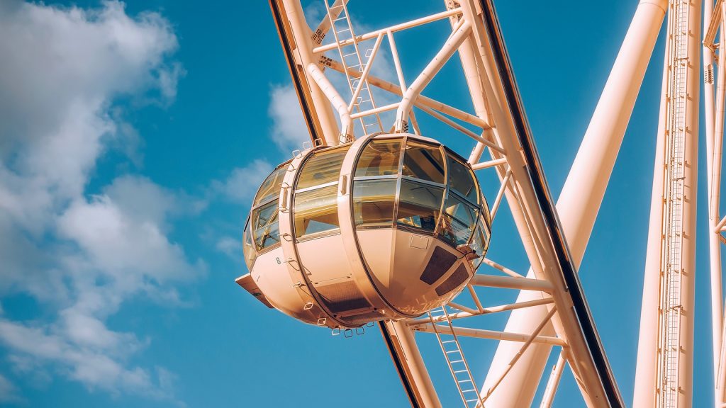 Close-up of Melbourne Star giant Ferris wheel, Waterfront City, Docklands, Melbourne, Australia