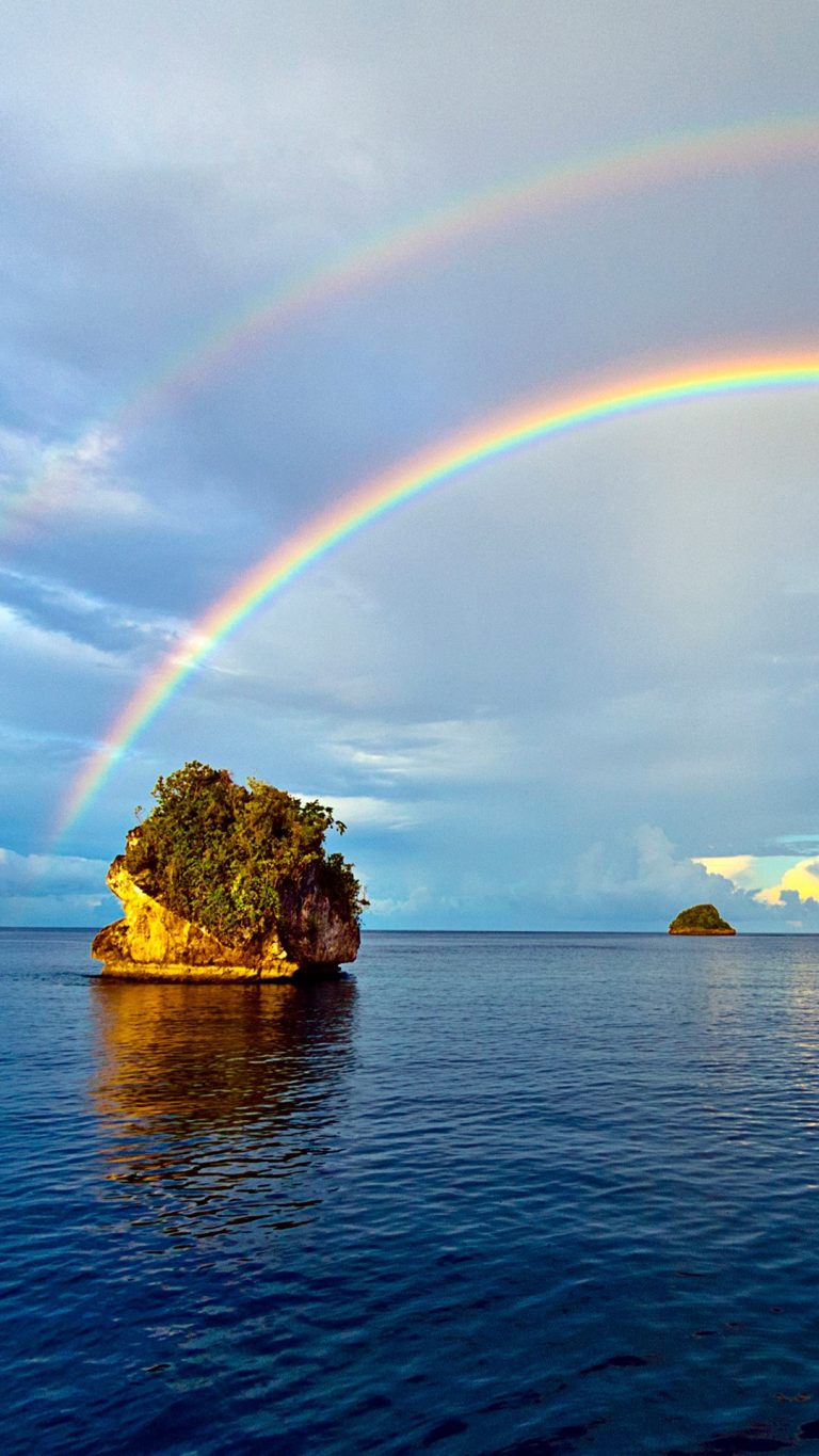 Double rainbow at Misool island West Papua New Guinea 