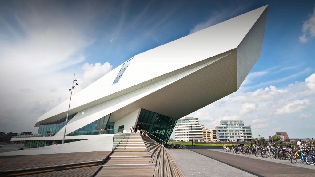 Futuristic modern building of EYE Filmmuseum, Amsterdam, Netherlands
