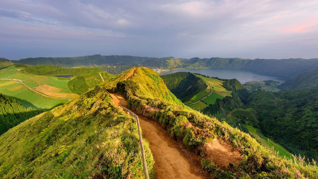 Panoramic view of natural landscape, Ponta Delgada, São Miguel, Azores, Portugal