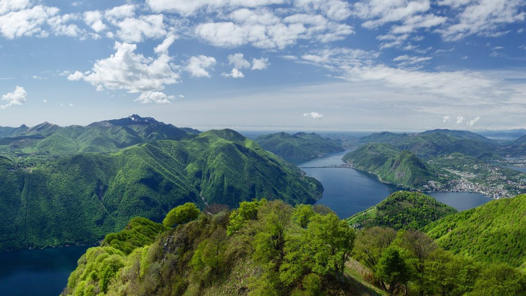 View from Monte Boglia on Lake di Lugano, Canton of Ticino, Switzerland