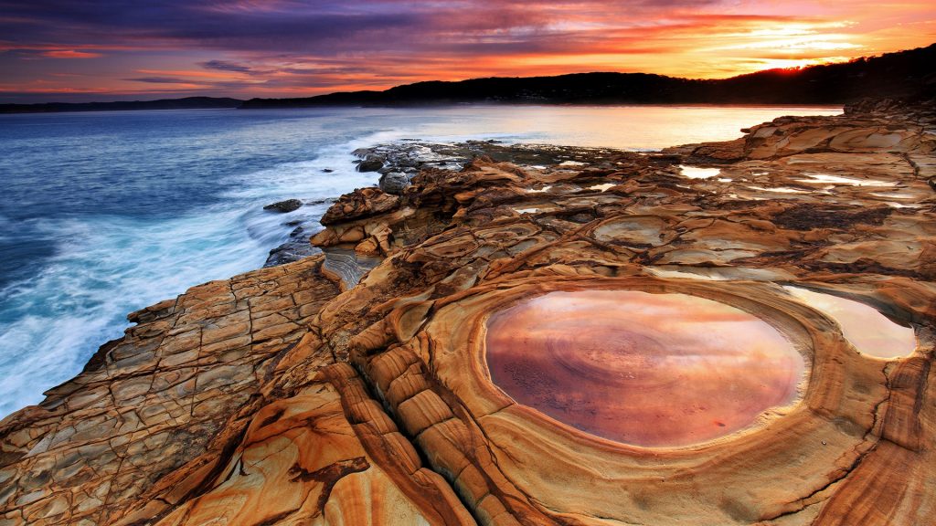 Sunset over Putty Beach in Bouddi National Park, Gosford, New South Wales, Australia