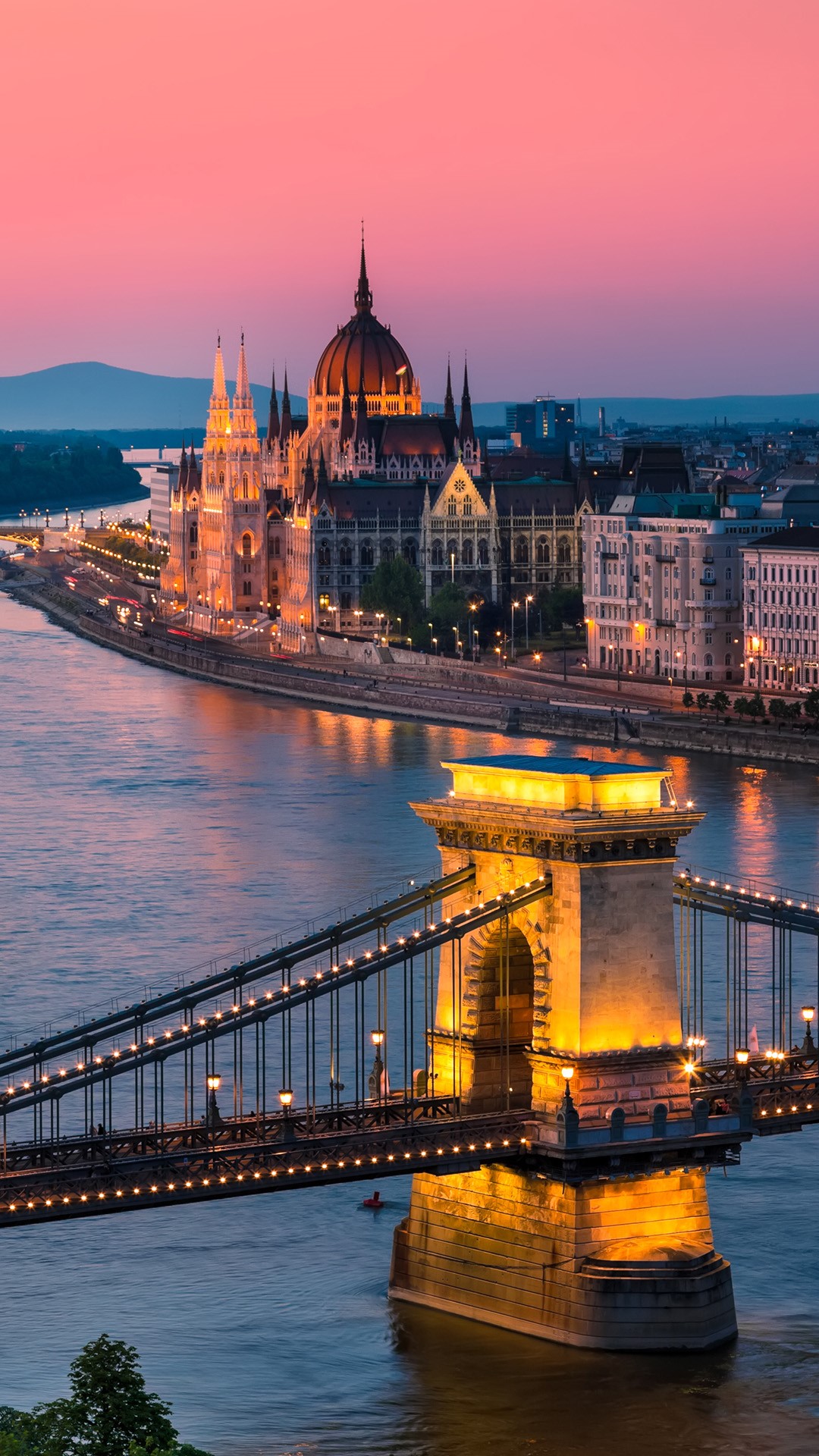 Panorama Of Budapest With The Chain Bridge Over Danube And The 