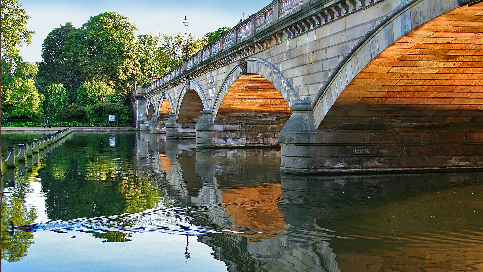 The Serpentine Bridge In Hyde Park At Sunset London England UK 