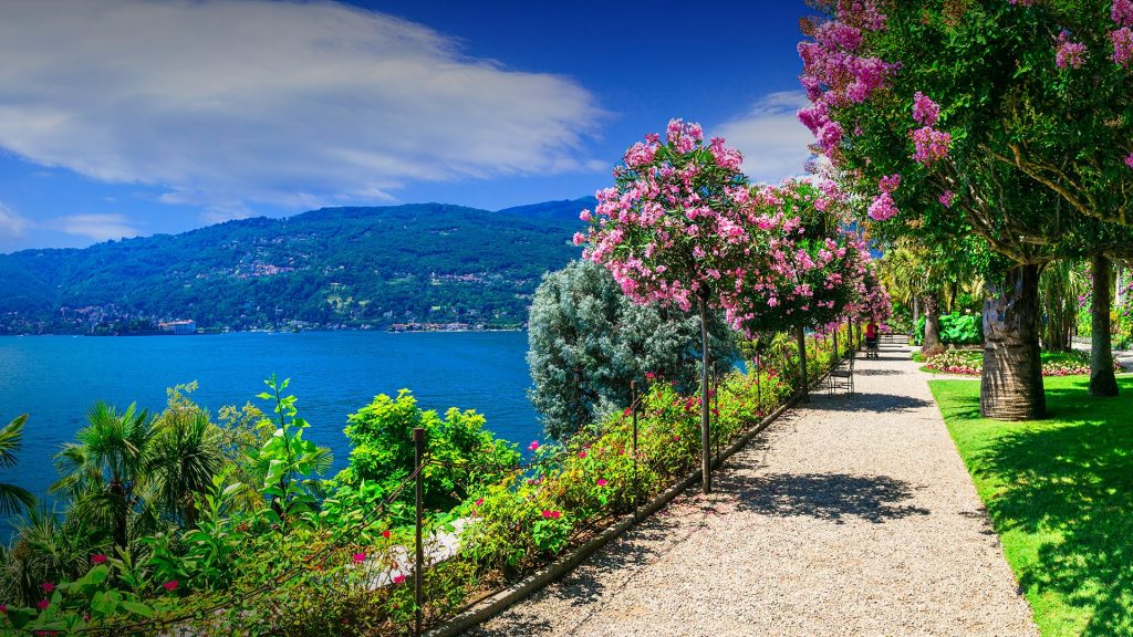 Floral gardens on Isola Madre at Lake Maggiore, Verbano-Cusio-Ossola, Piedmont, Italy