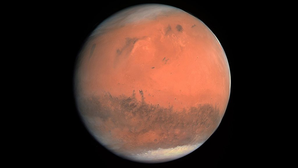 Mars captured during a flyby of the planet by the comet-chasing Rosetta spacecraft